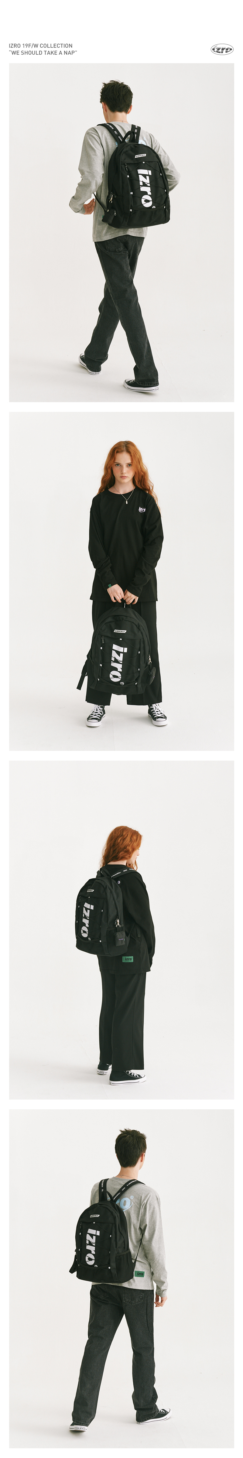 大人気！EXO愛用♡ALMOSTBLUE X IZRO BACKPACK リュック デイパック ALLMOST BLUE x IZRO BACKPACK BLACK